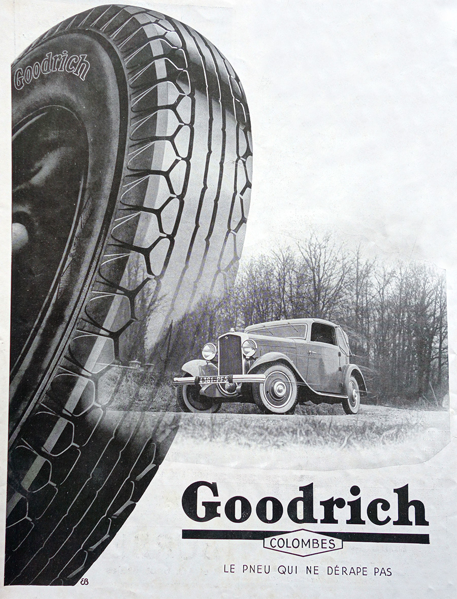 PUBLICITE ANCIENNE - Goodrich - Le pneu qui ne dérape pas © L'Illustration - 1920-1930