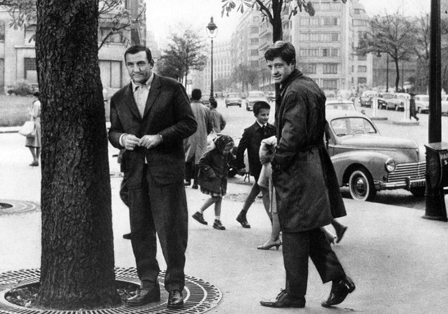 Lino Ventura et jean-Paul Belmondo dans Paris pour le film "Classe tous risques"
1960 © Photo sous Copyright 
