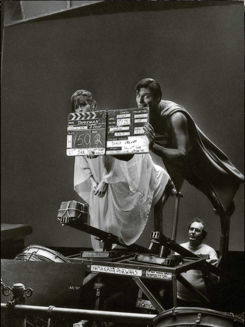 Margot Kidder et Christopher Reeve sur le tournage de Superman © Photo sous Copyright