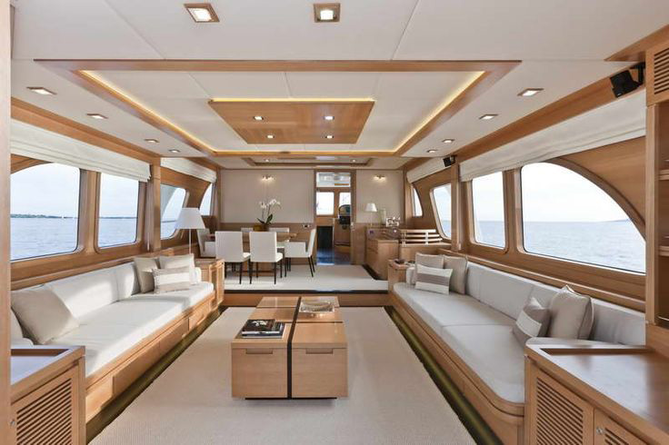 interior wood of luxury yacht