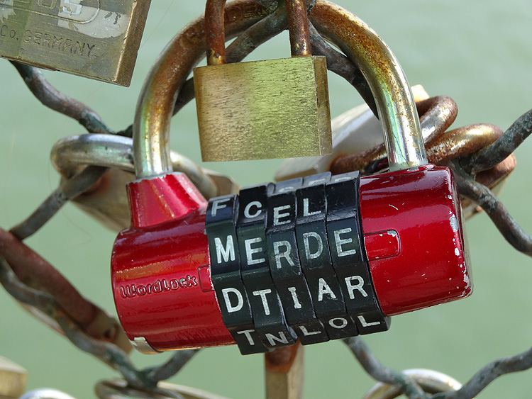 Les plus beaux cadenas du pont des arts à Paris -merde !